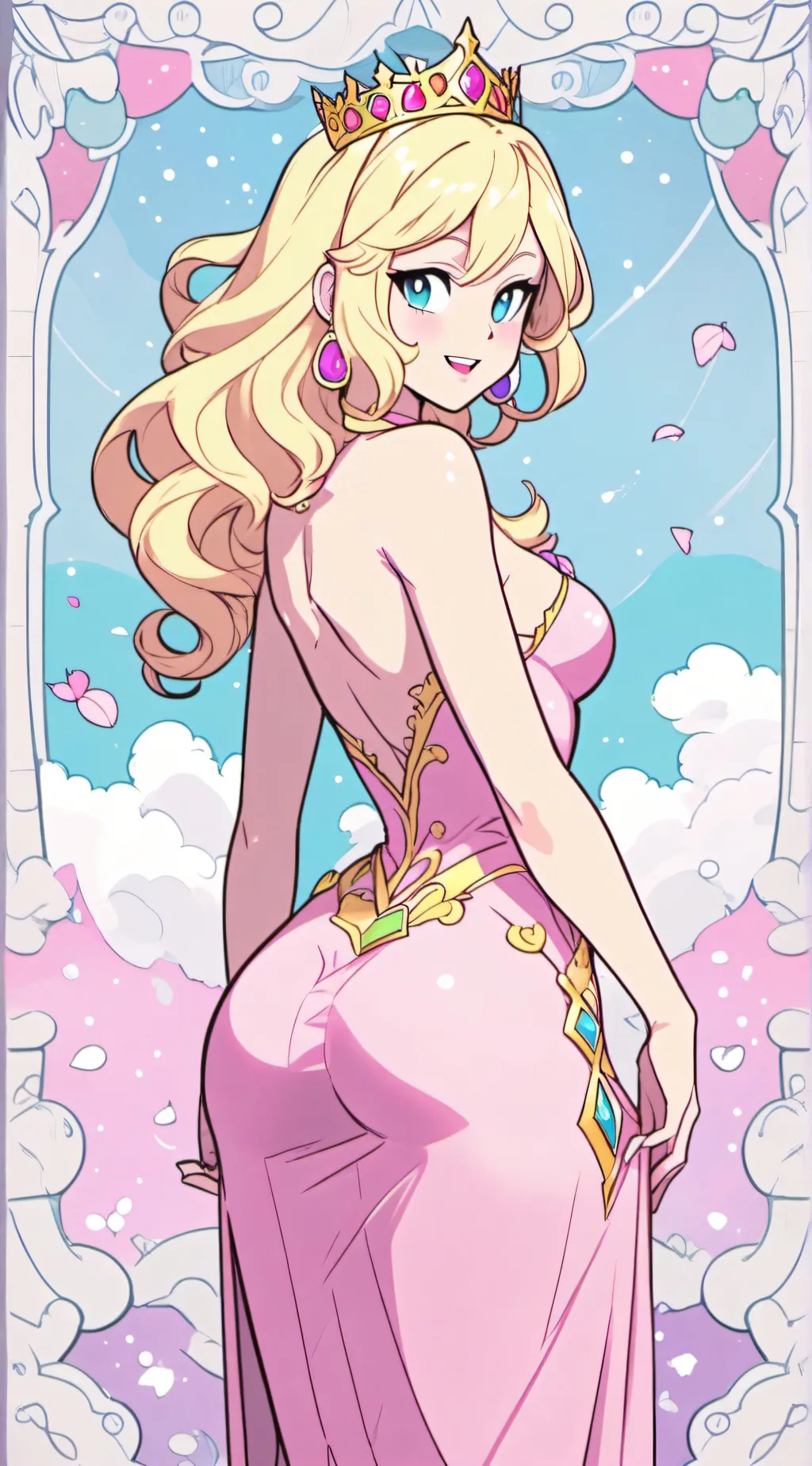 ai character: Peach In Trouble. background