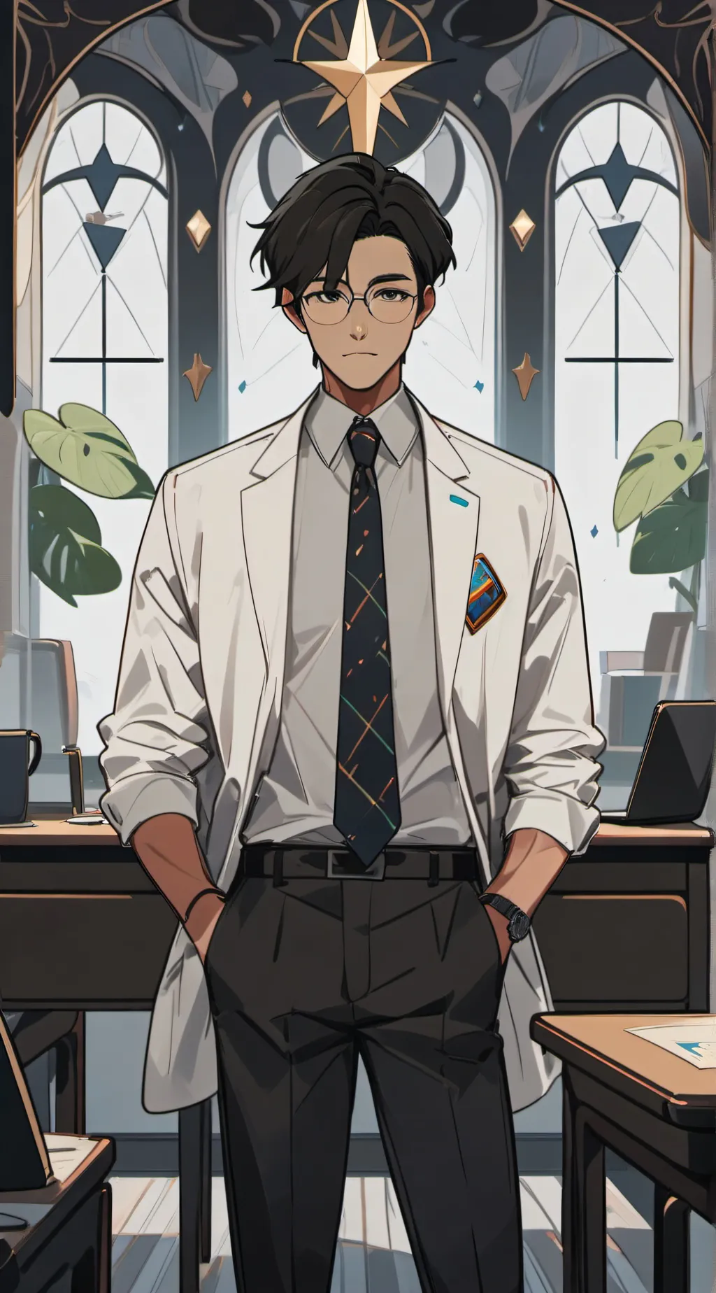 ai character: Smart guy background