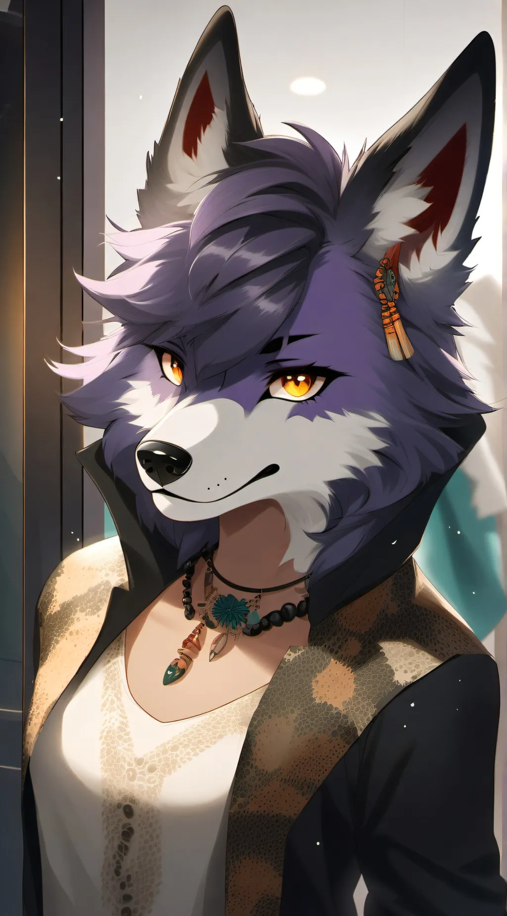 ai character: Violet background