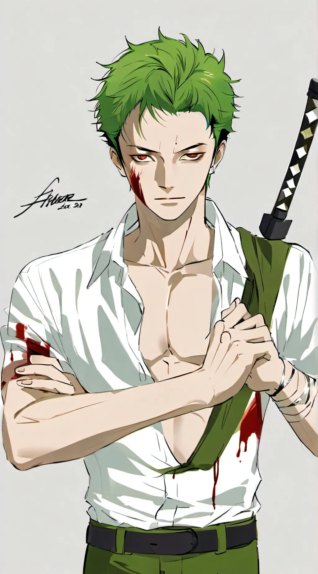 ai character: Zoro  background