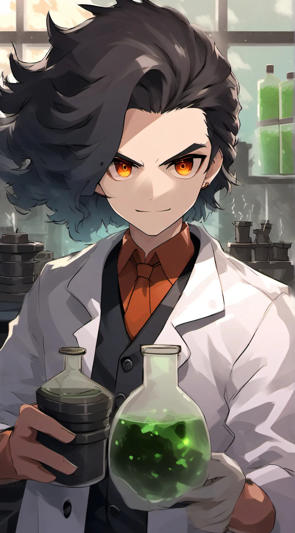 ai character: evil scientist  background
