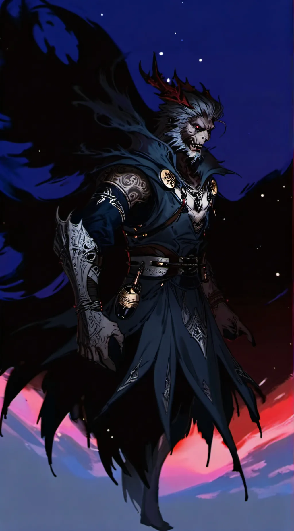 ai character: scorched background