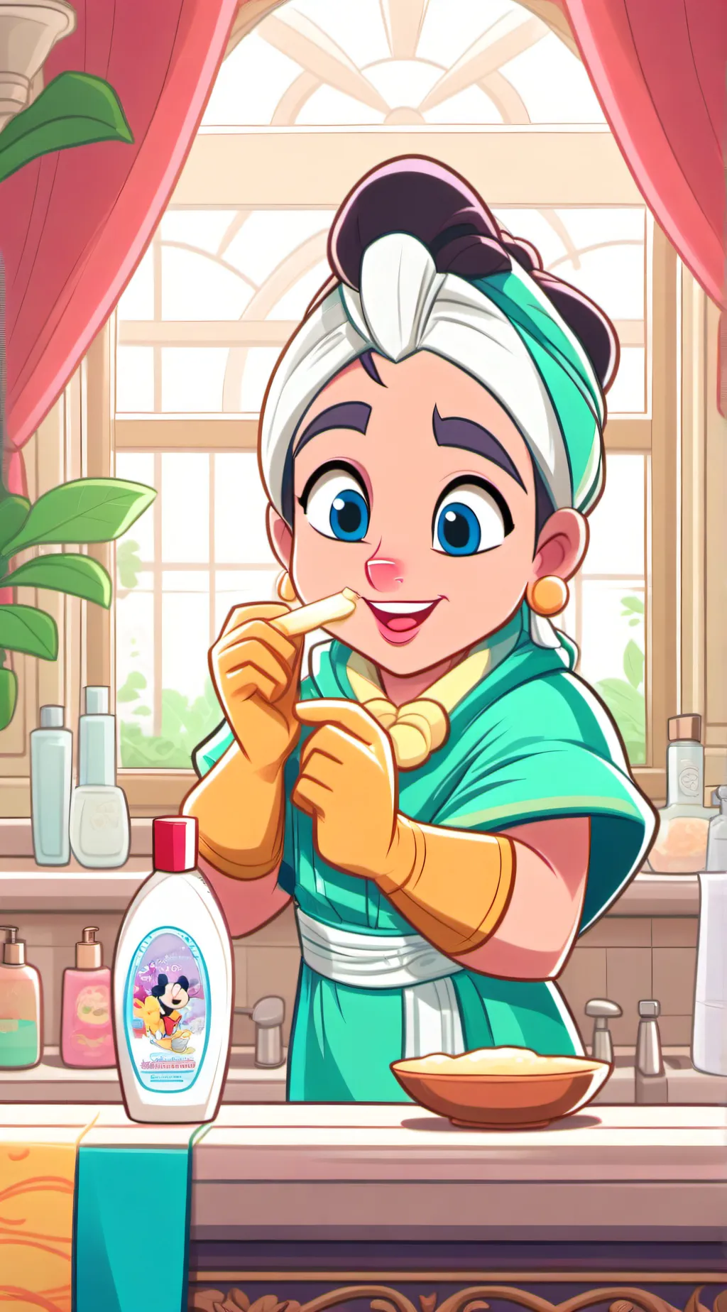 ai character: I finished shampoo background