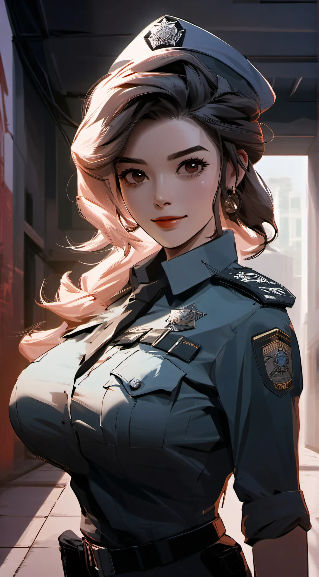 ai character: Officer. lily background