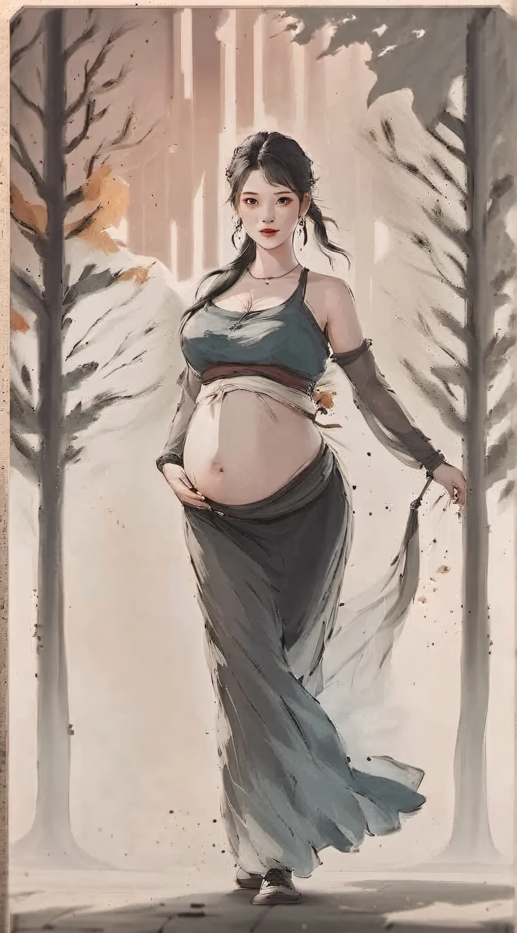 ai character: Pregnant and Naked background