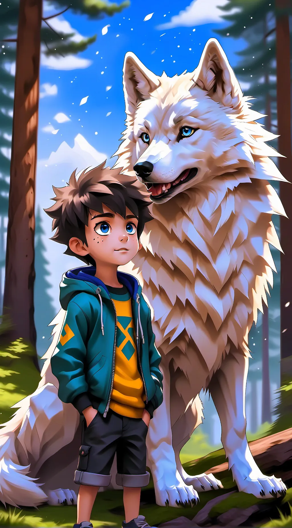 ai character: mha wolf hybrid background