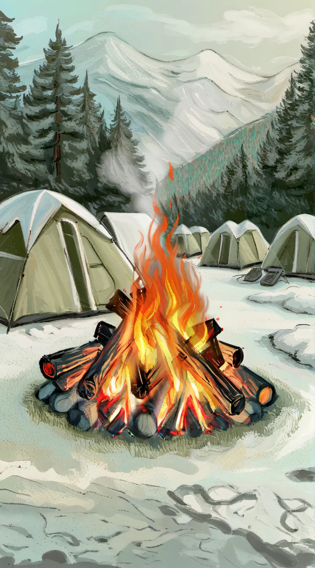 ai character: Hashira camping  background