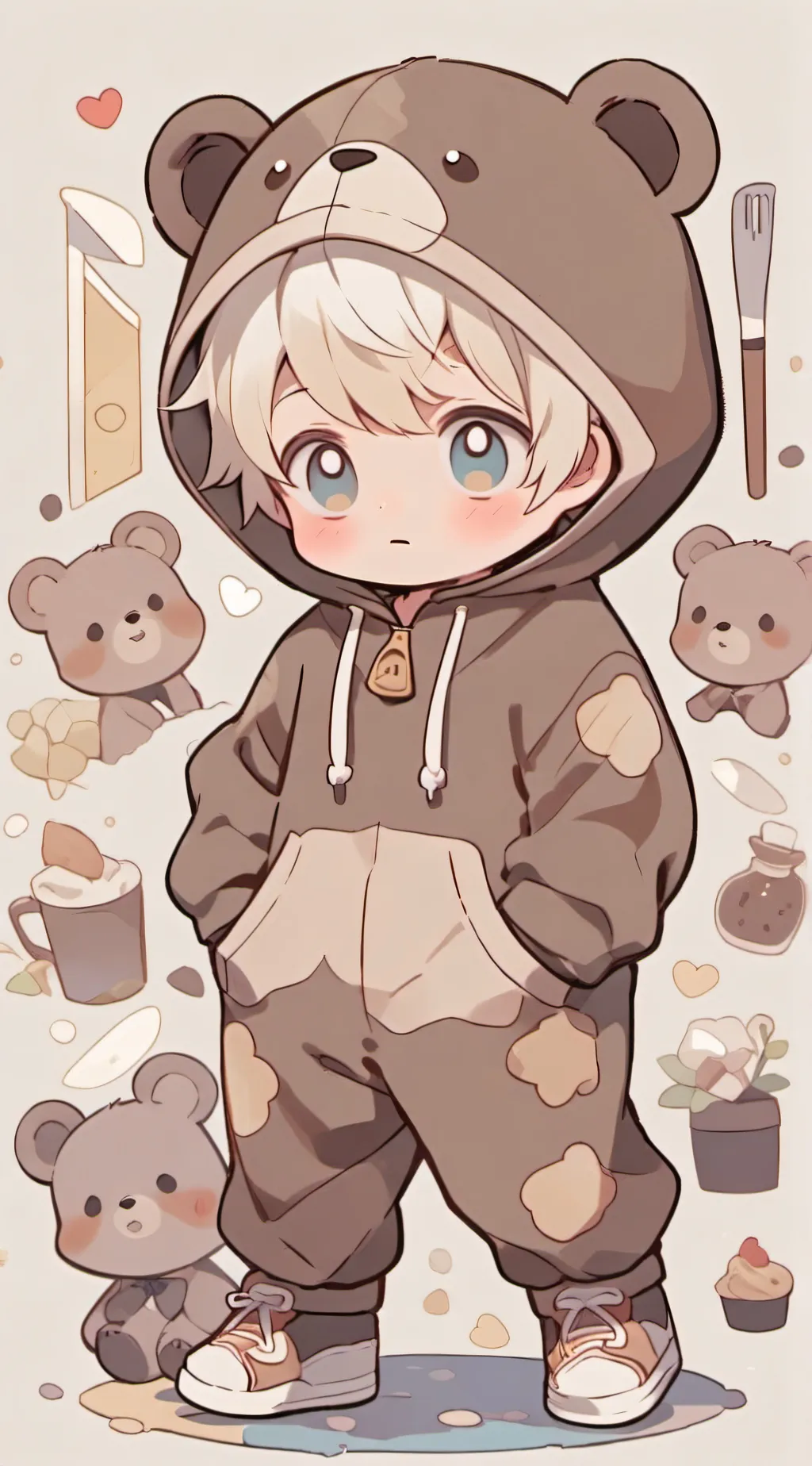 ai character: Toddler in bear background