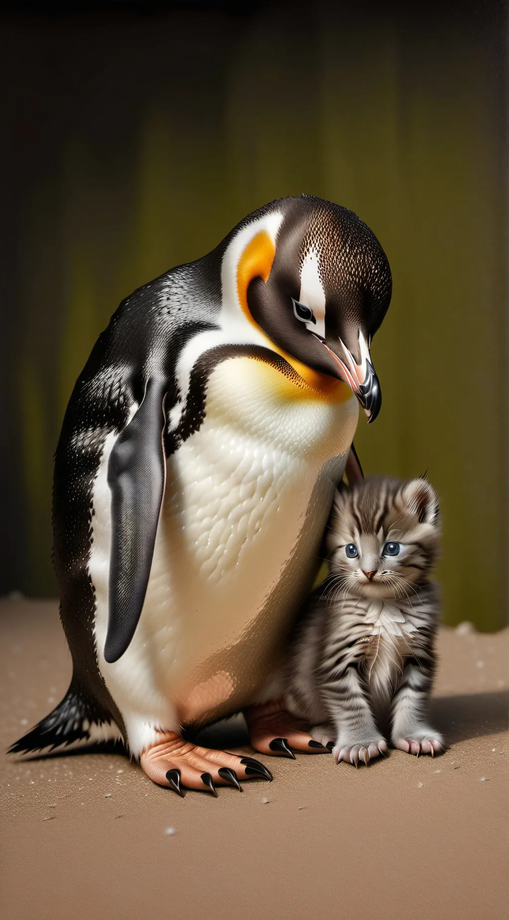 ai character: Penguin and Kitten background