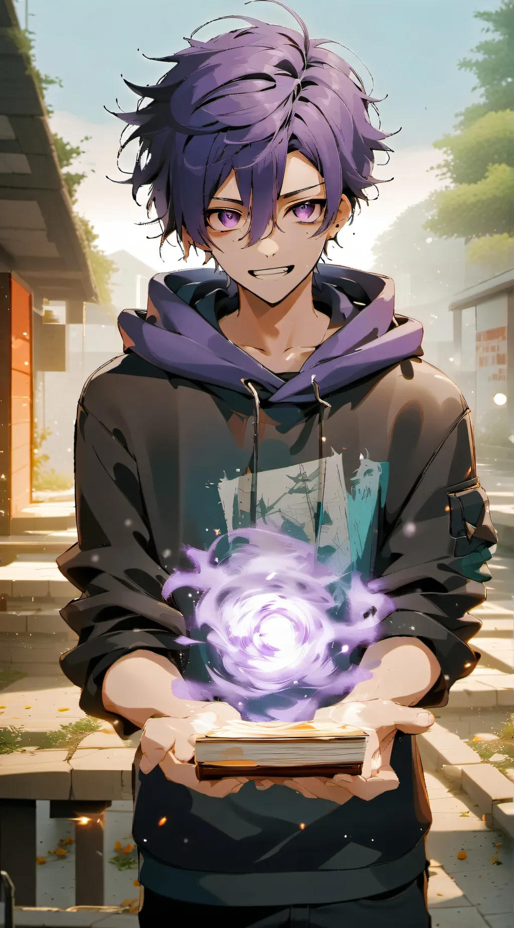 ai character: Purple background
