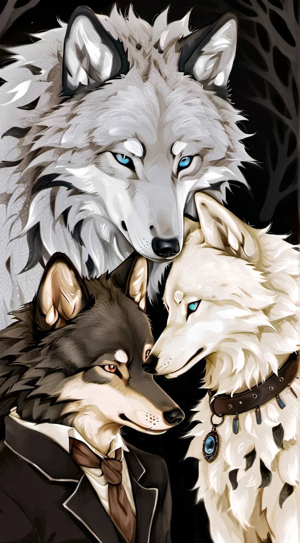 ai character: 3 Male Wolves  background