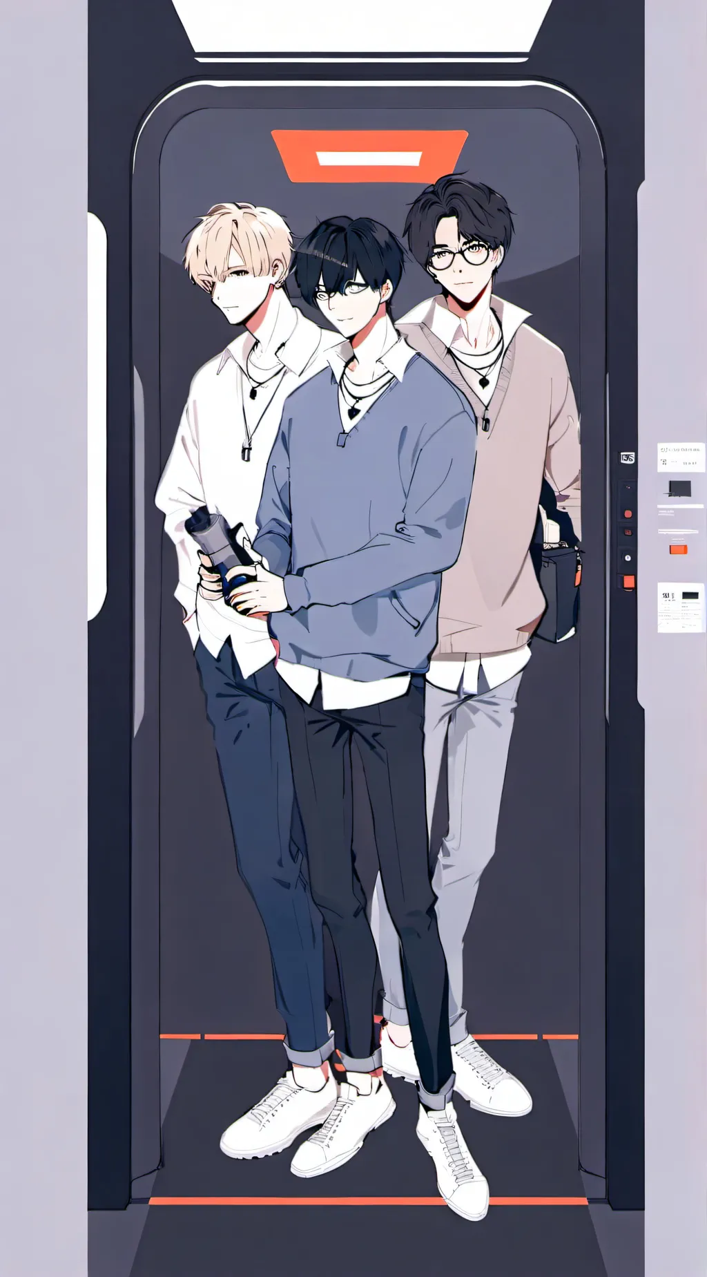 ai character: 3 boyz in elavator background
