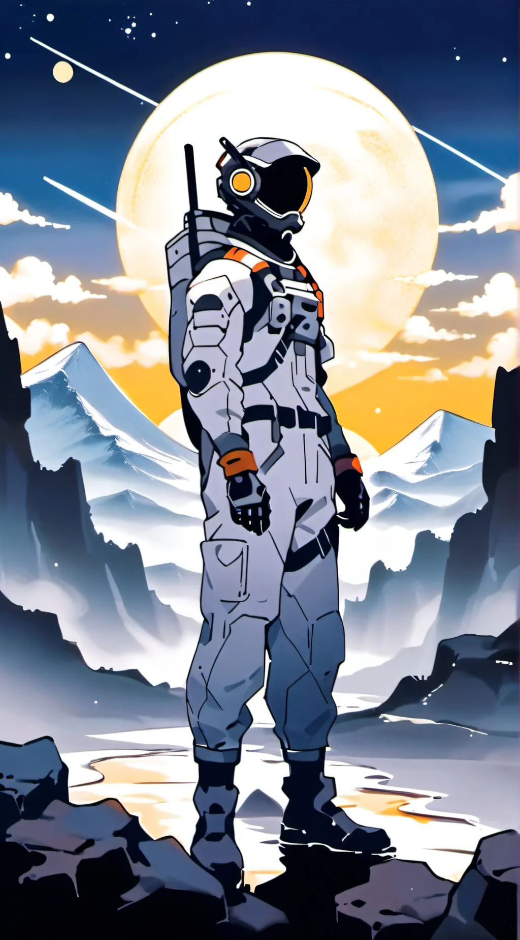 ai character: Moon and astronaut background