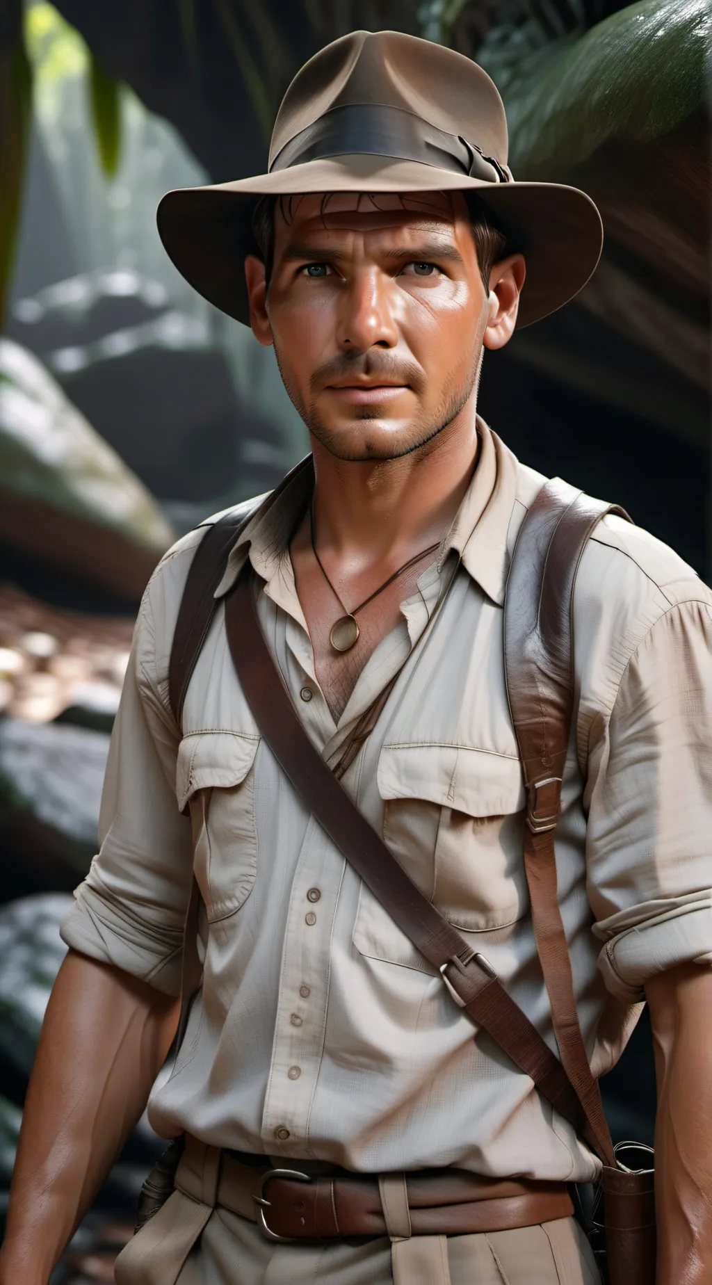 ai character: Indiana Jones  background