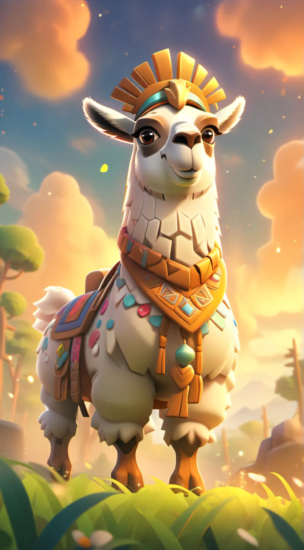 ai character: white llama background