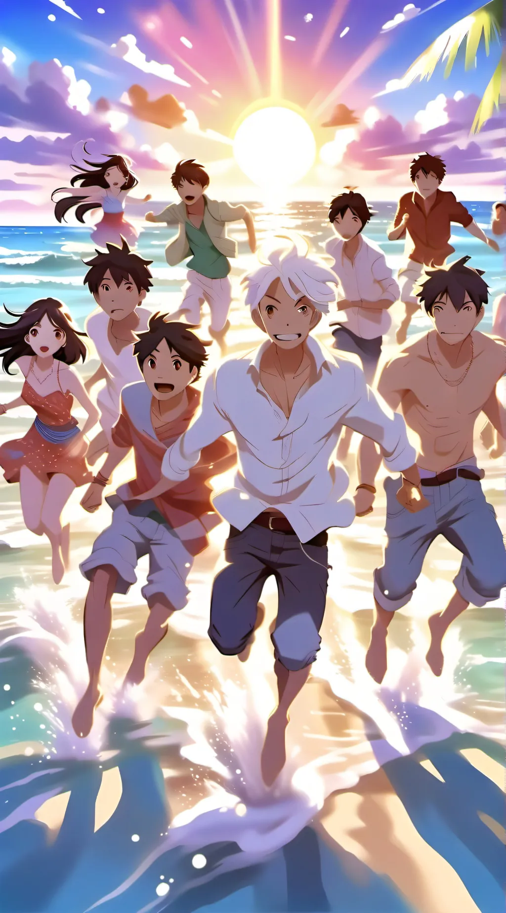 ai character: Hashira at beach!  background