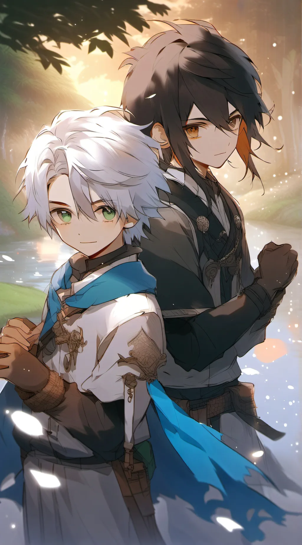 ai character: Winter and Fall background