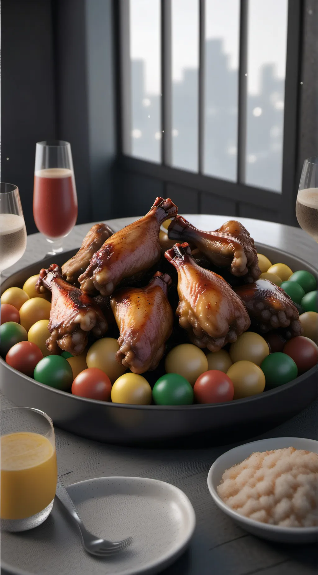 ai character: Cluckys restaurant background