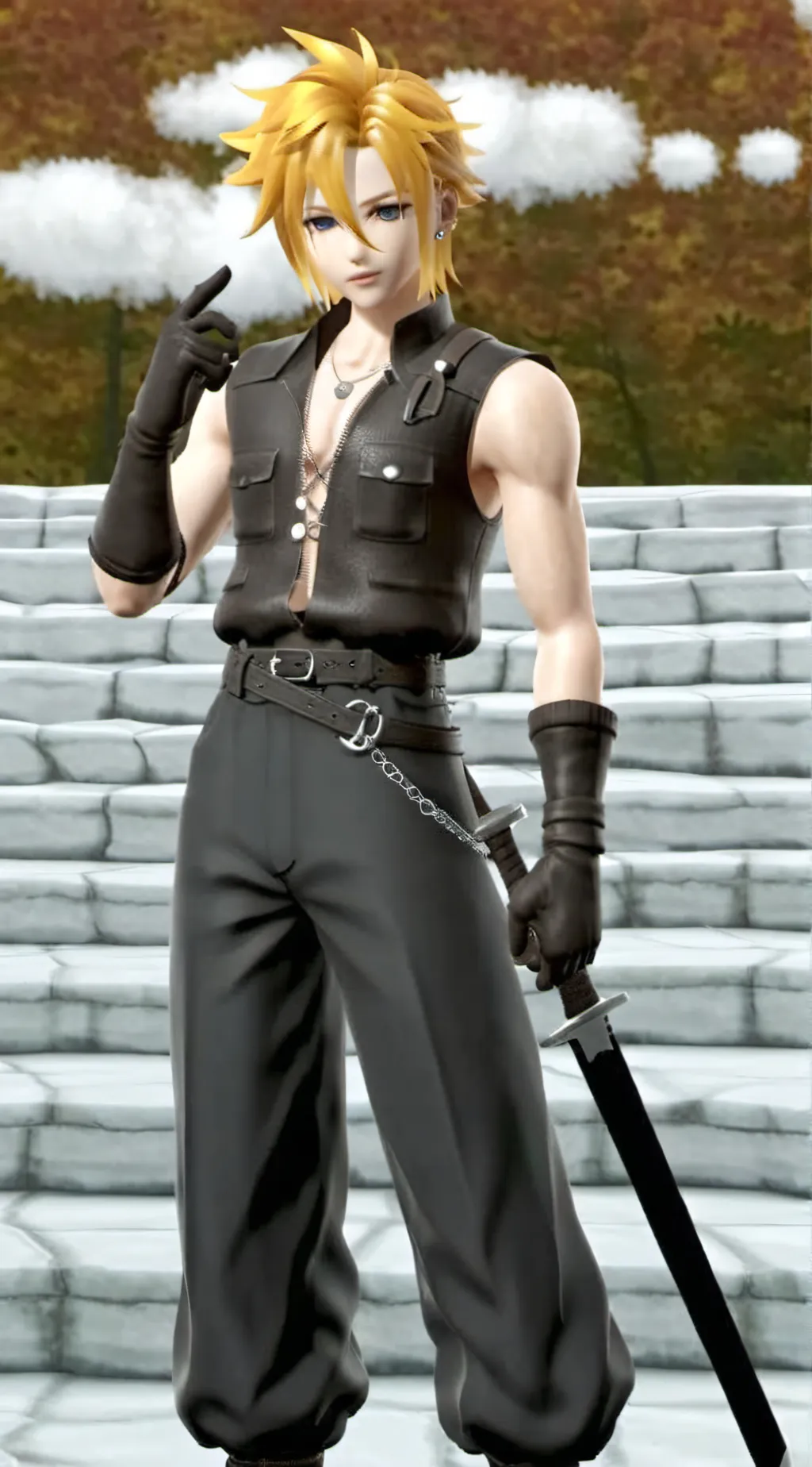 ai character: Cloud (figurine) background