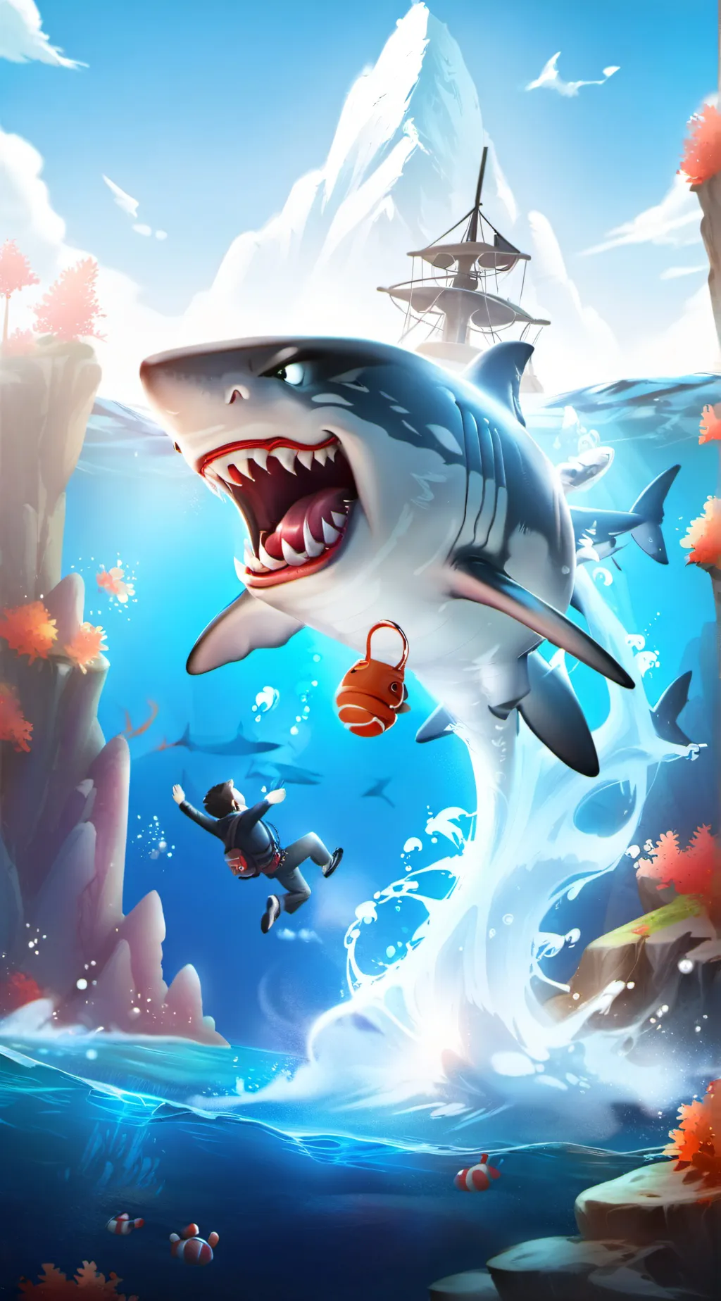 ai character: Hungry shark evo background