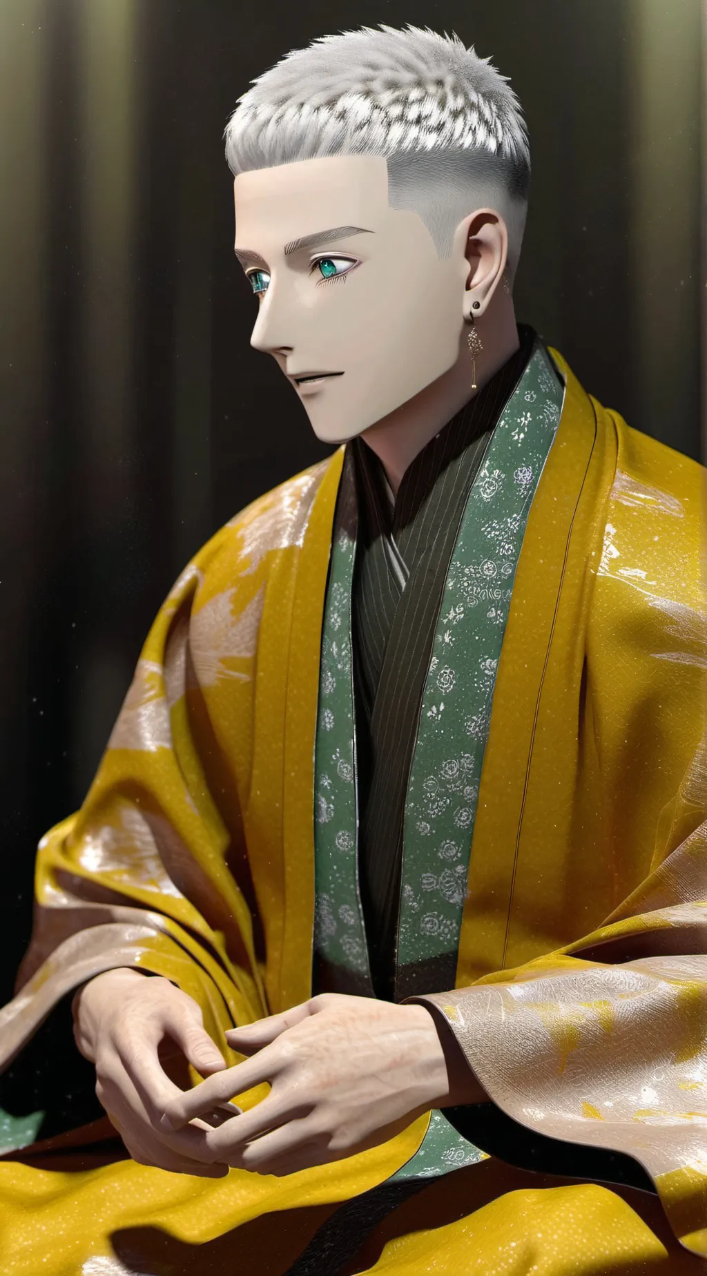 ai character: Gojo with waves background