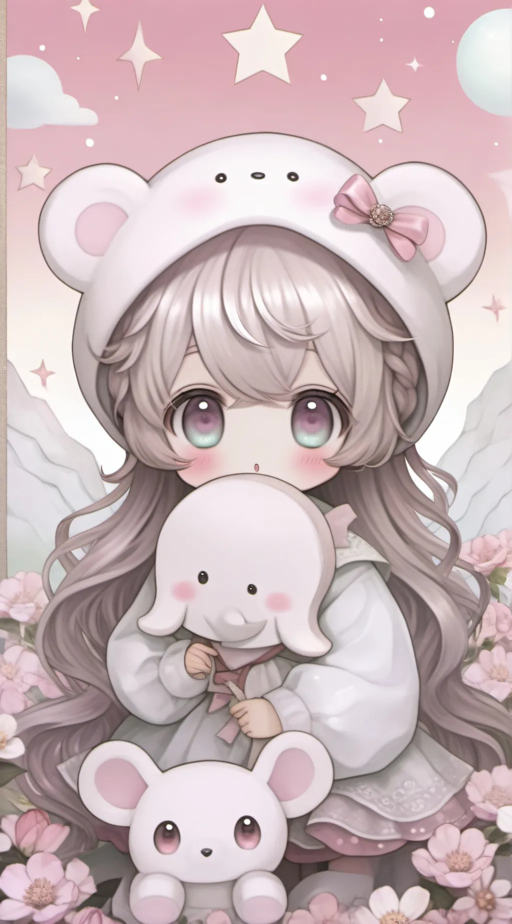 ai character: Baby pink girl background