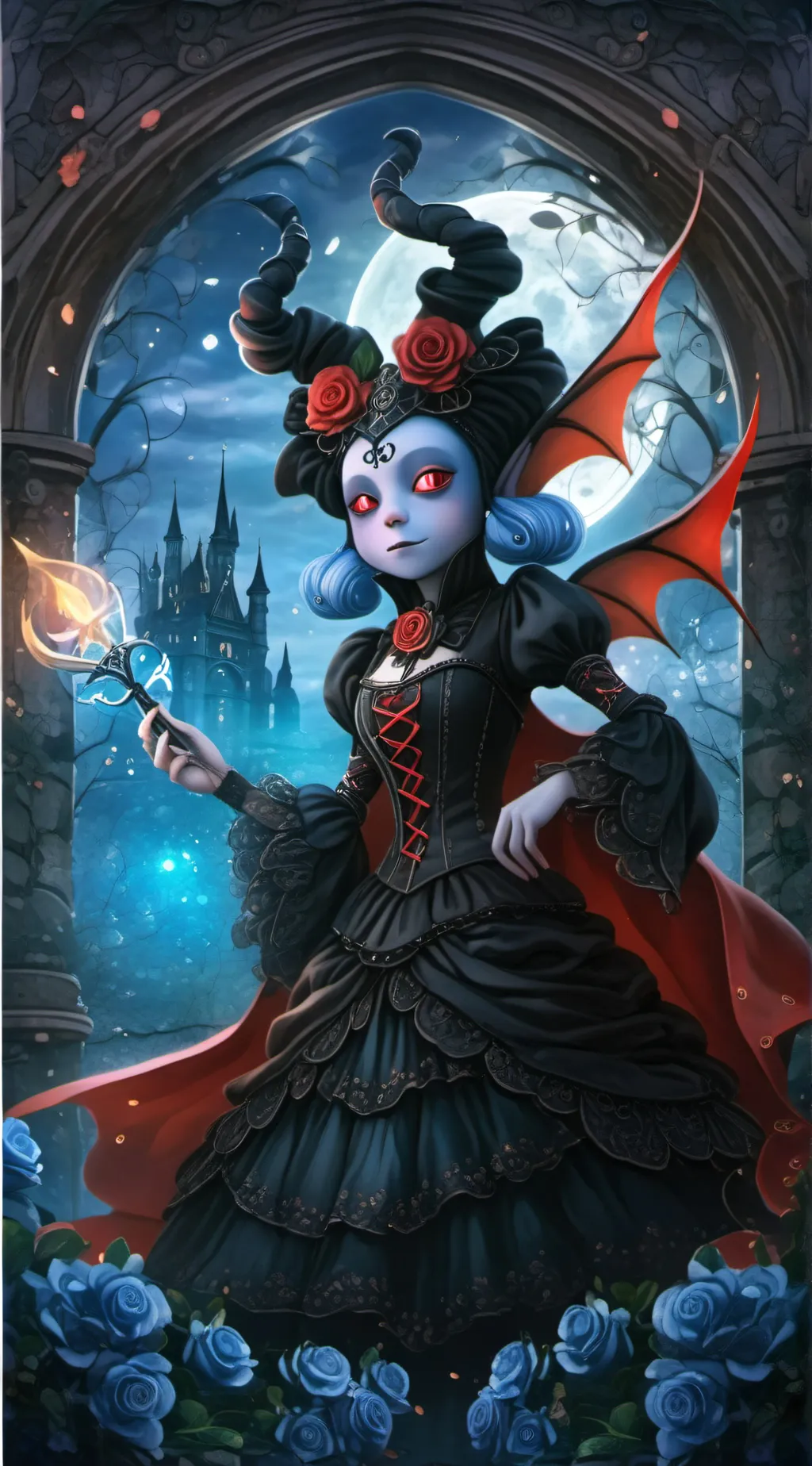 ai character: sun and moon background