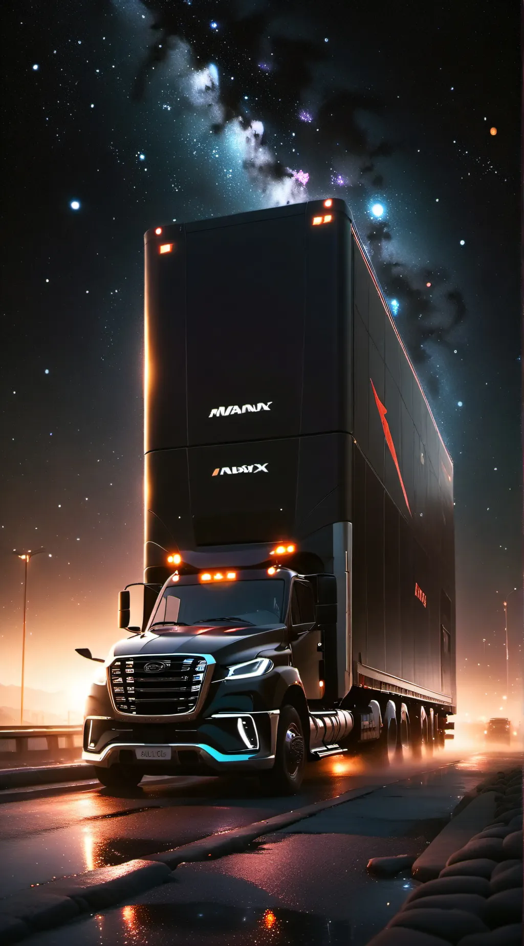 ai character: Max over  truck background
