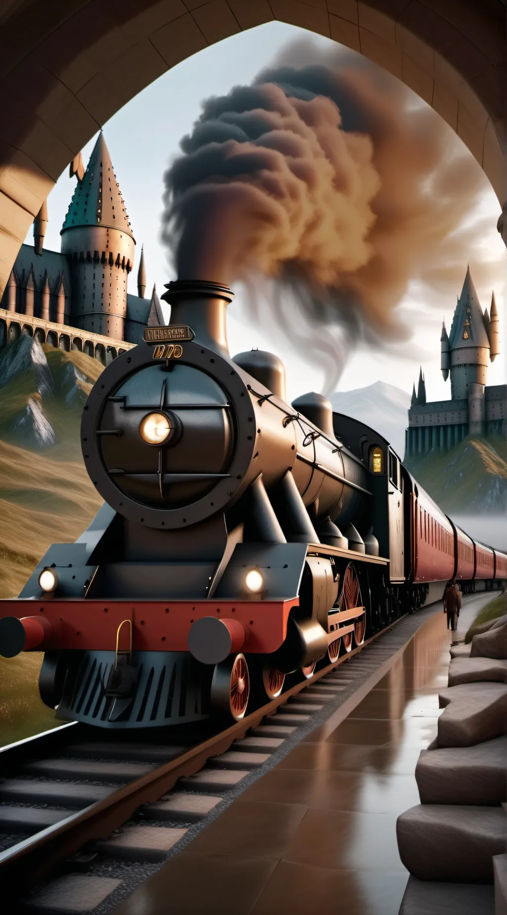 ai character: hogwarts train background