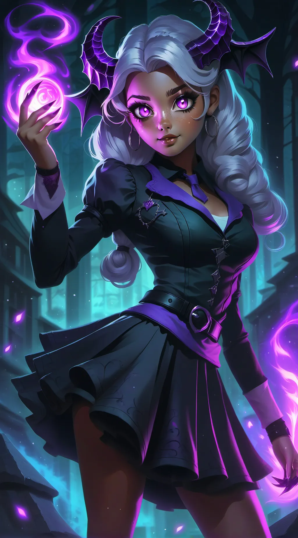 ai character: Violet background