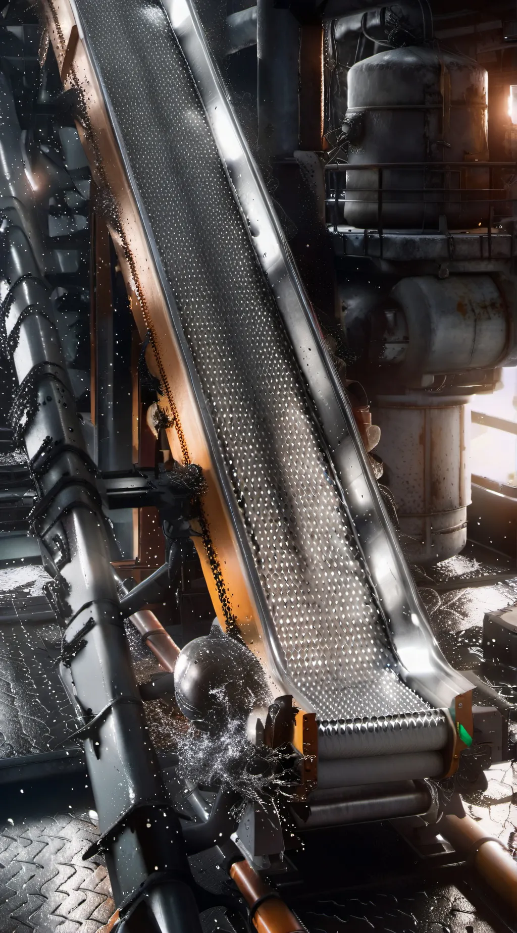 ai character: computer factory background