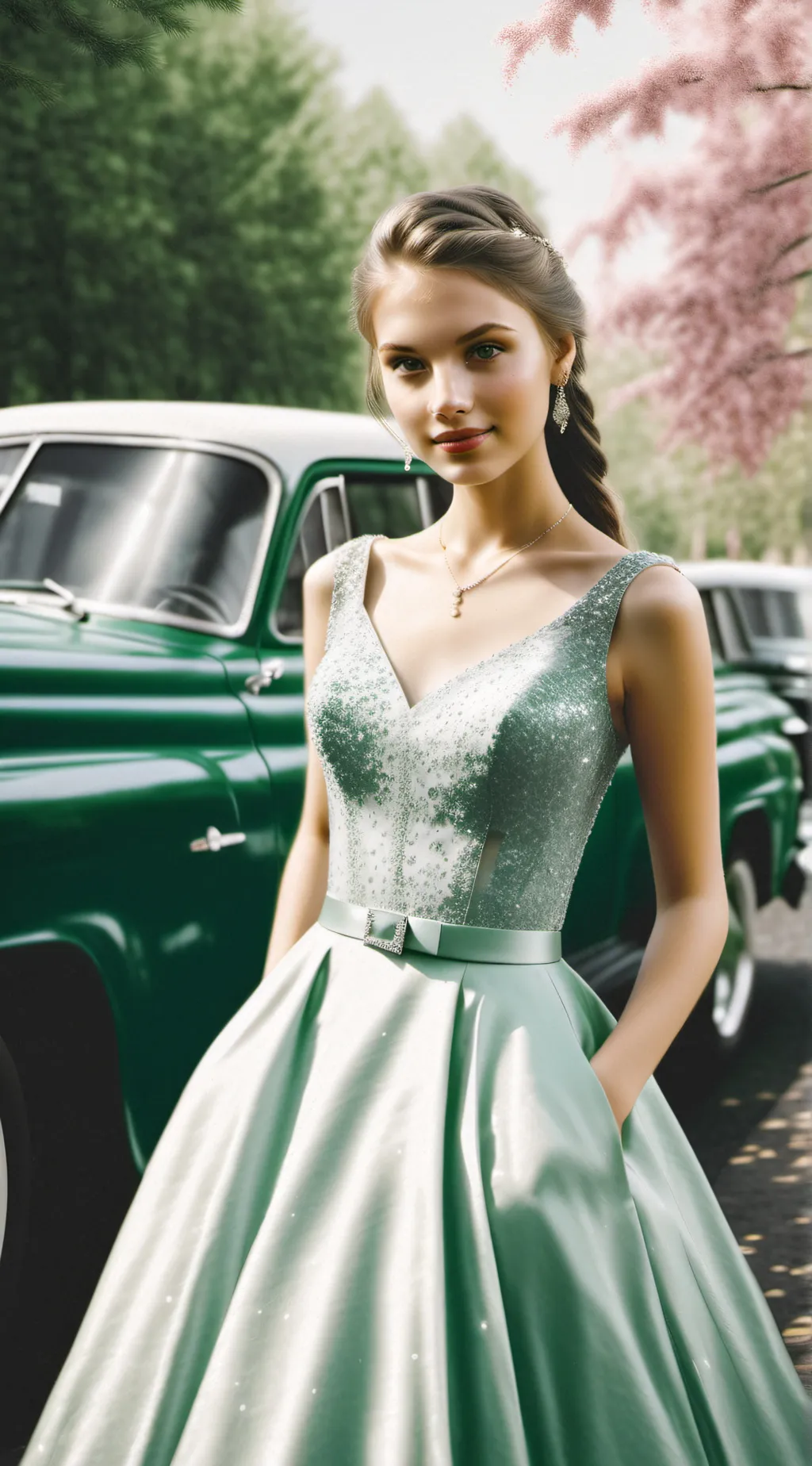 ai character: Prom queen  background