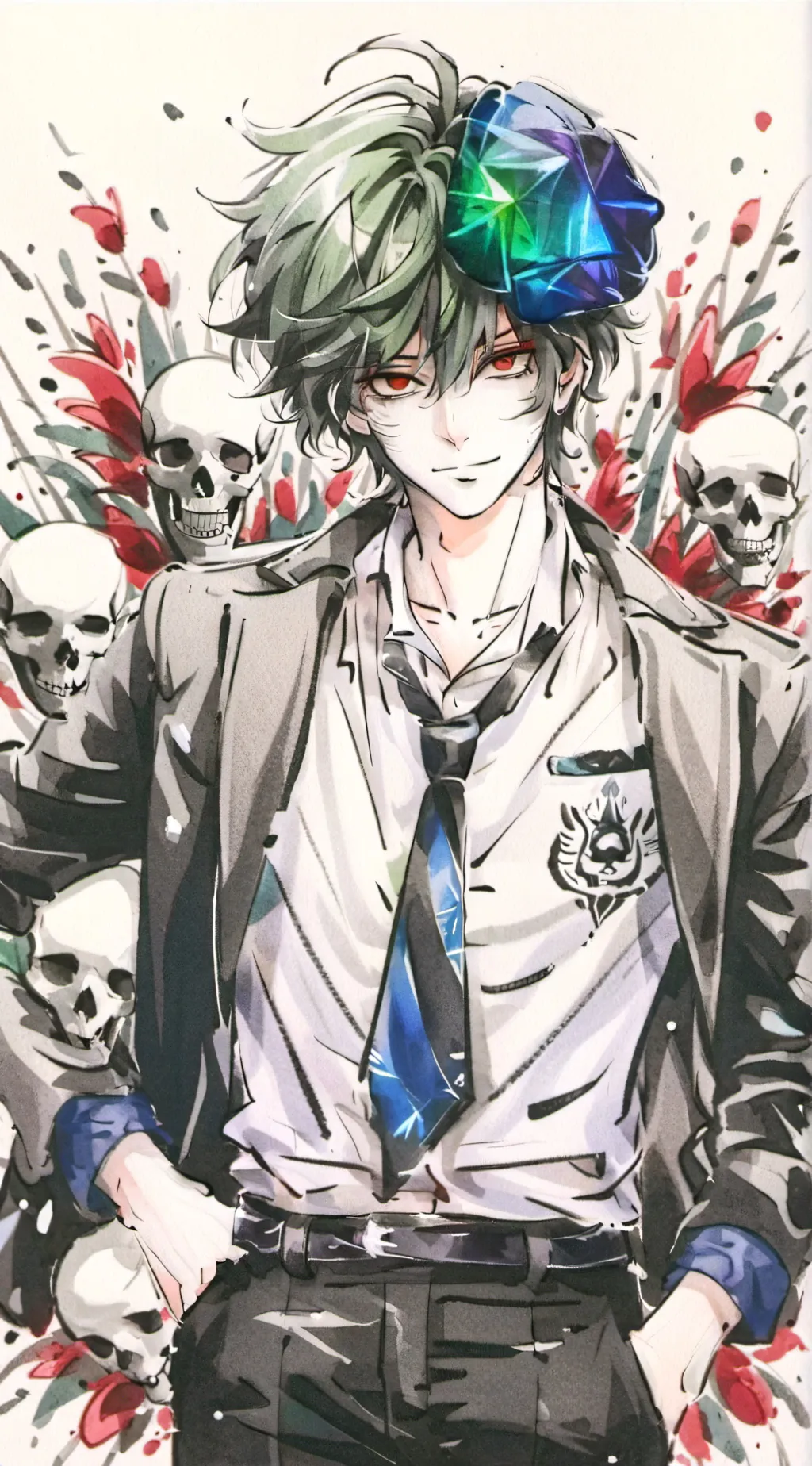 ai character: usual MC (shadow)  background