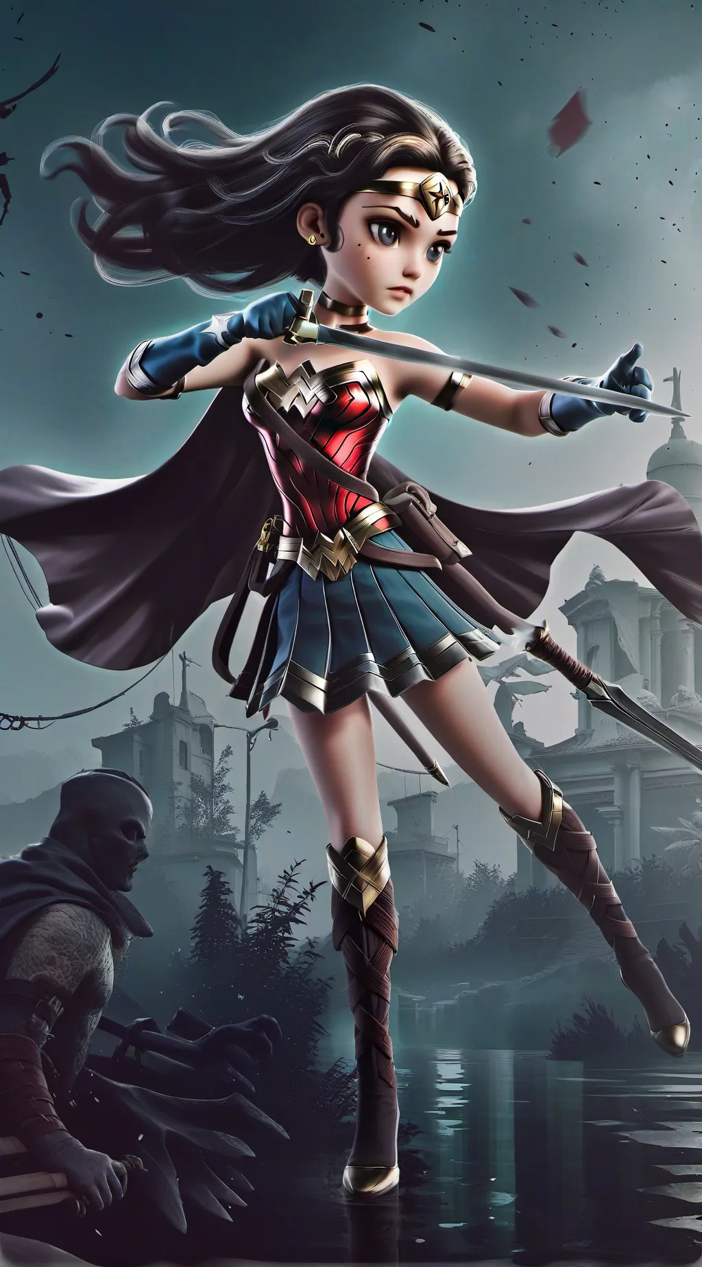 ai character: wonder women  background
