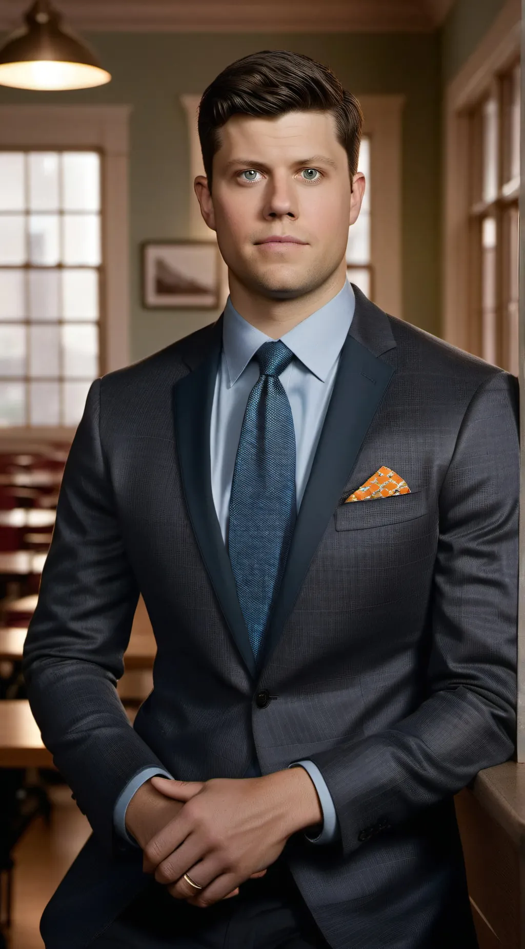 ai character: Colin Jost background