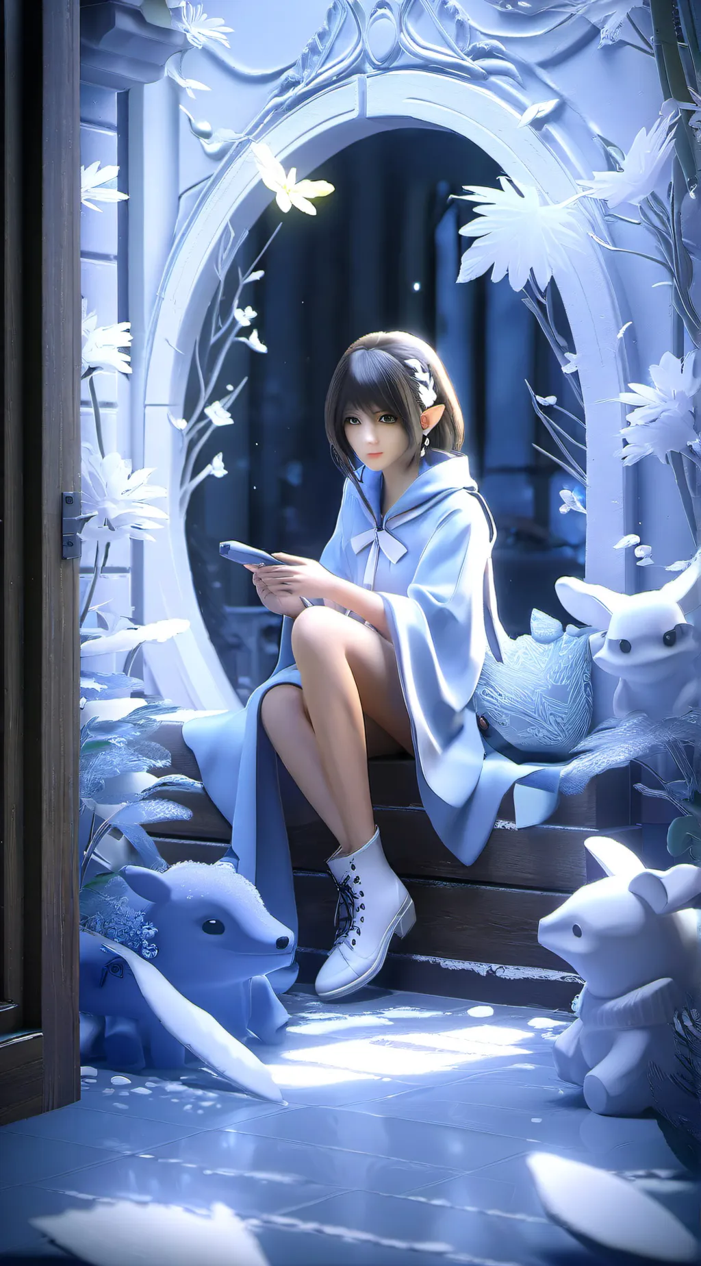 ai character: Kny mall background