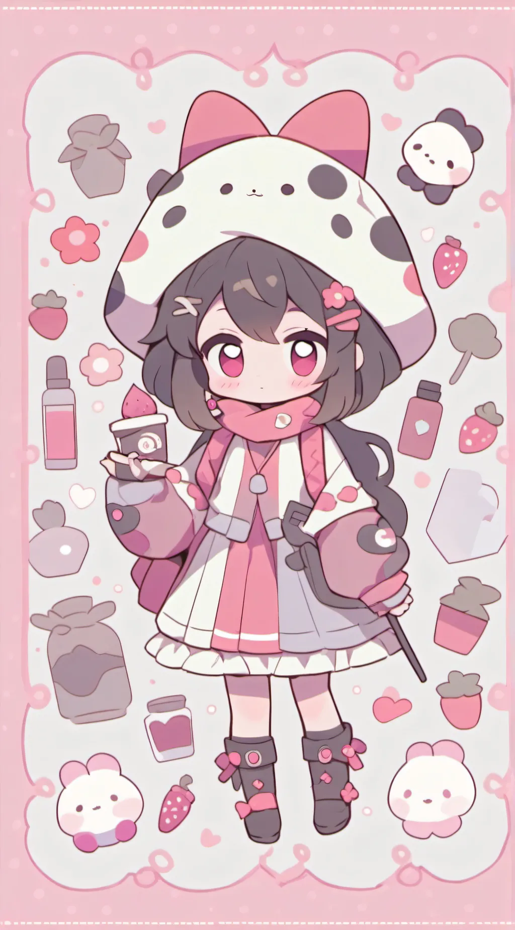 ai character: Strawberry macky background