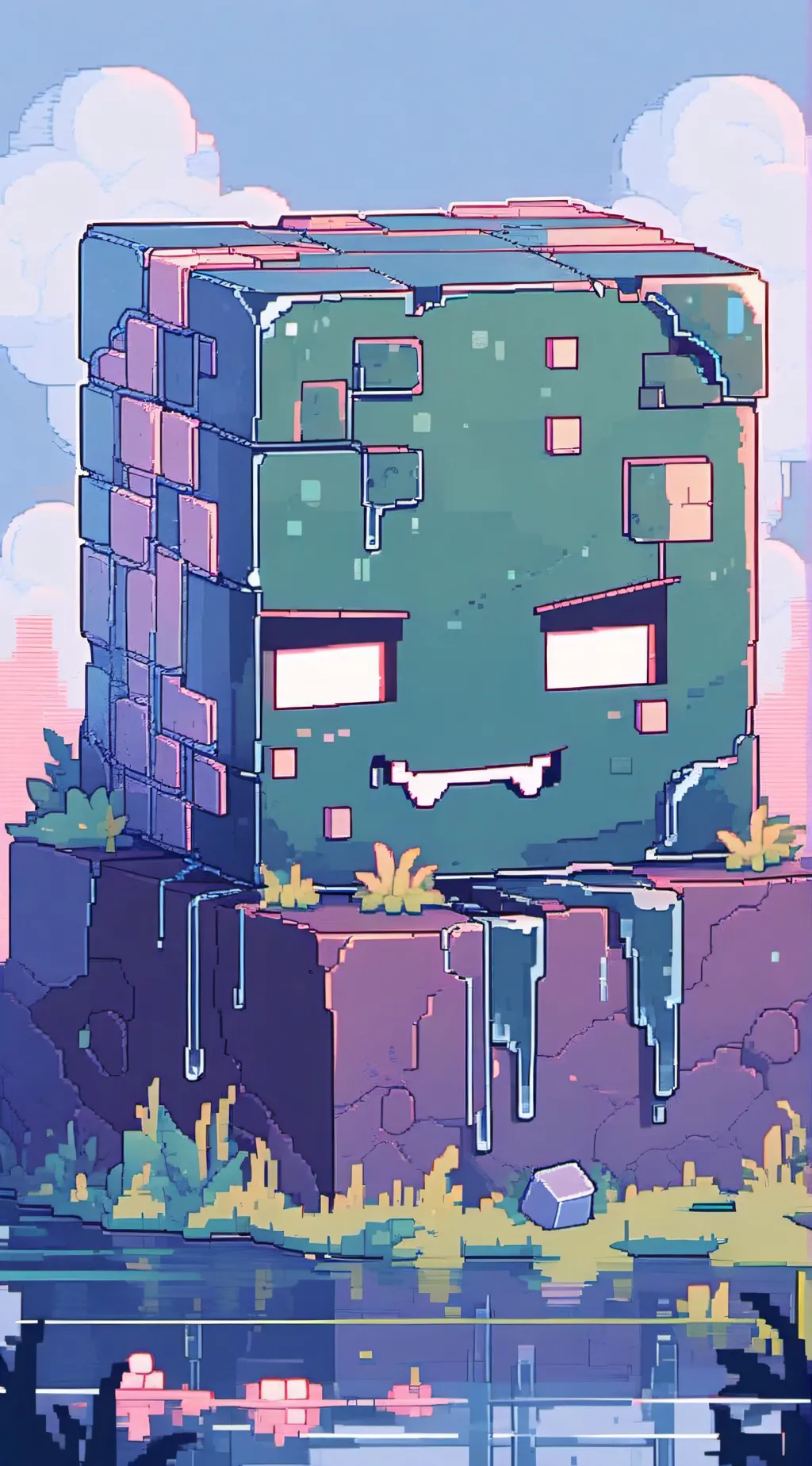 ai character: Minecraft slime background