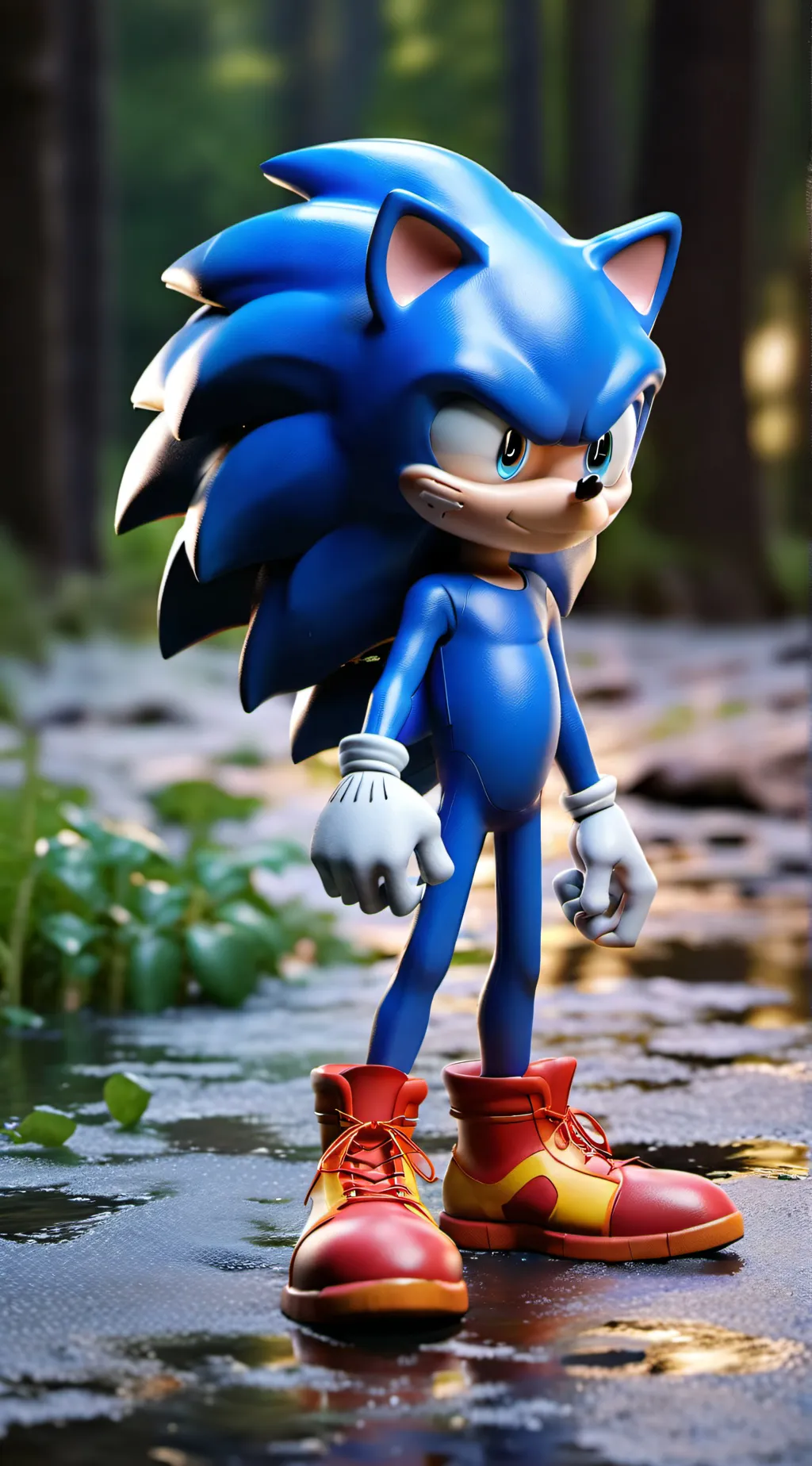 ai character: Sonic Movie.  background