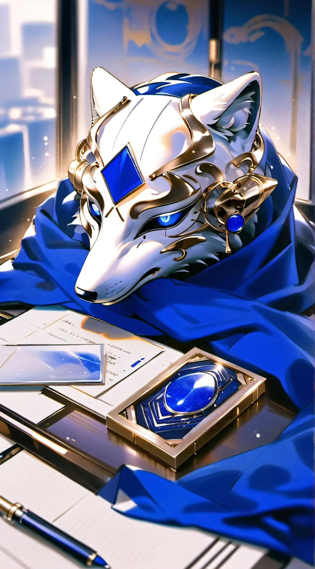 ai character: kitsune mask 3 background