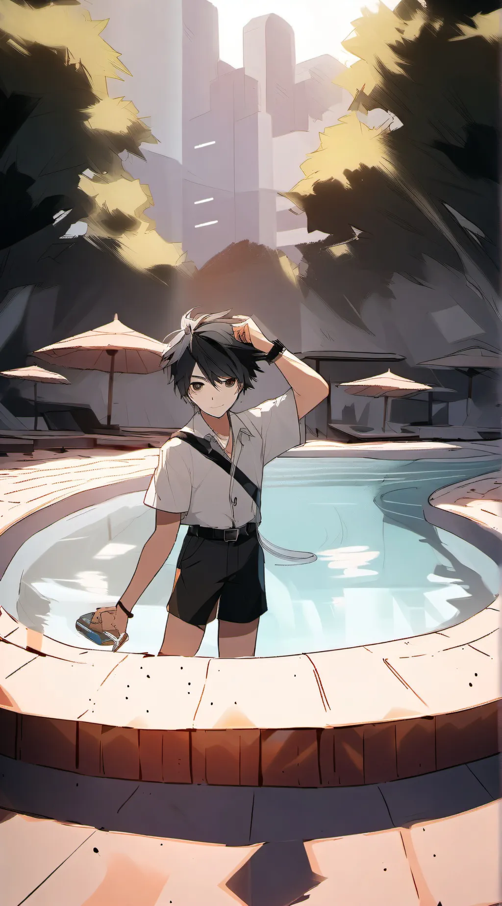 ai character: Jjk pool party! background