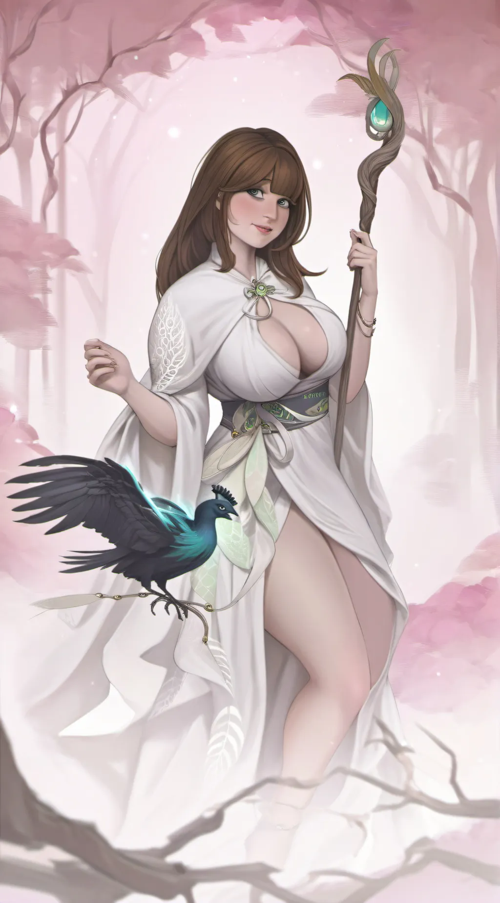 ai character: Nimi peacock  background