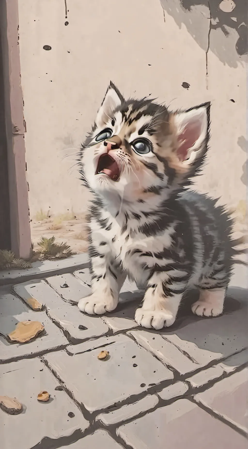 ai character: scared kitten background