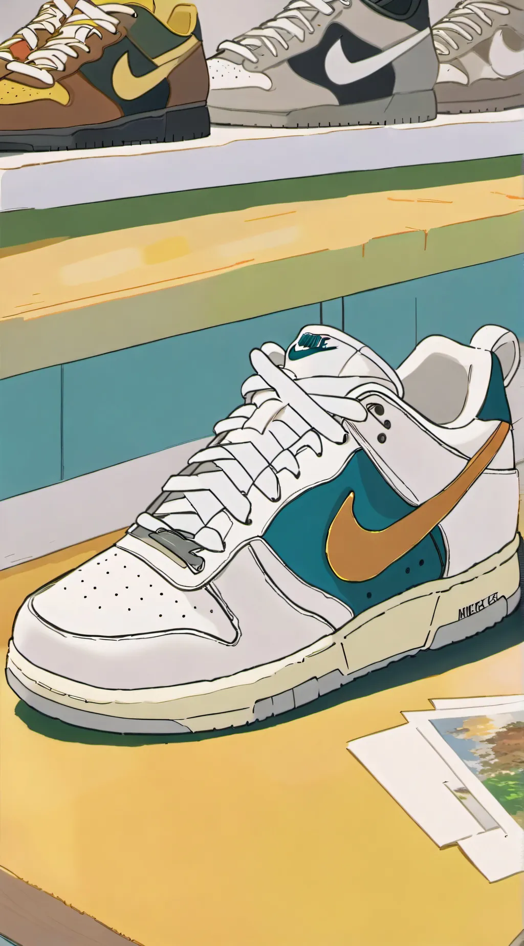 ai character: Nike shoes  background