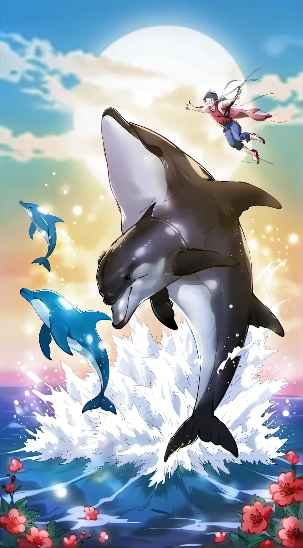 ai character: SYMPHONY🐬🩷 background