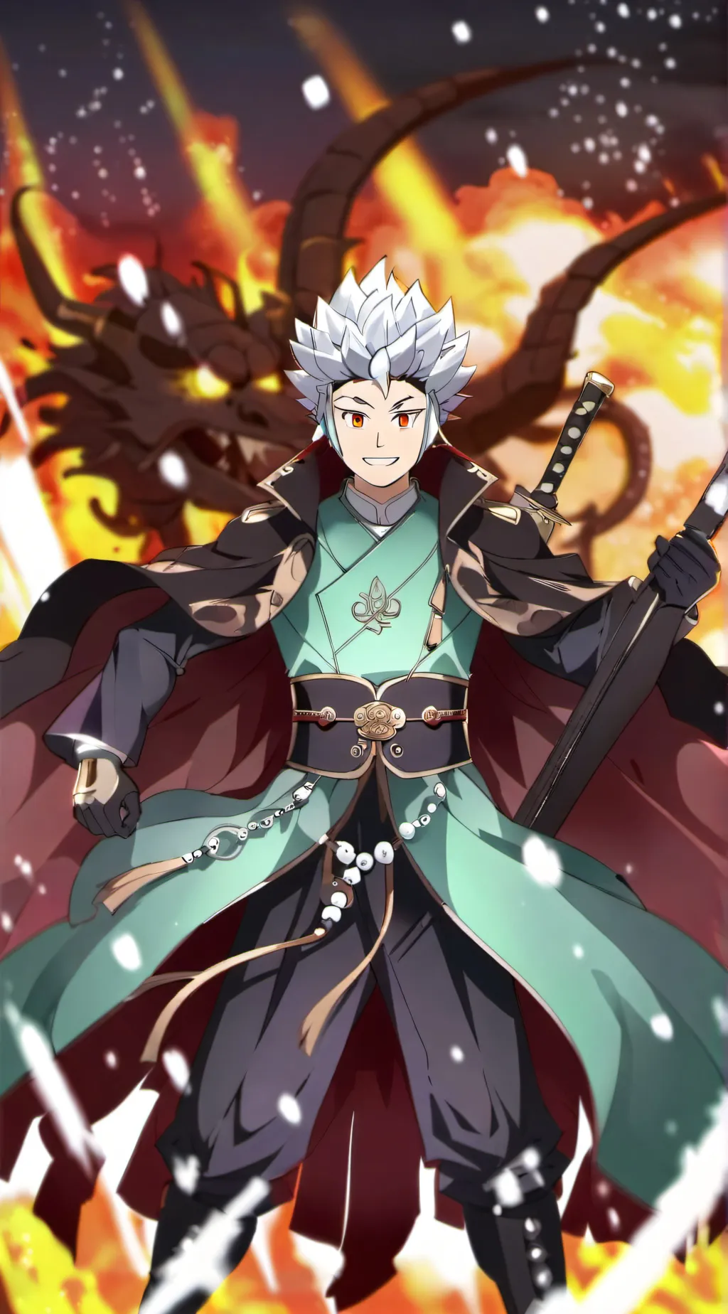 ai character: ropo dragon fire background