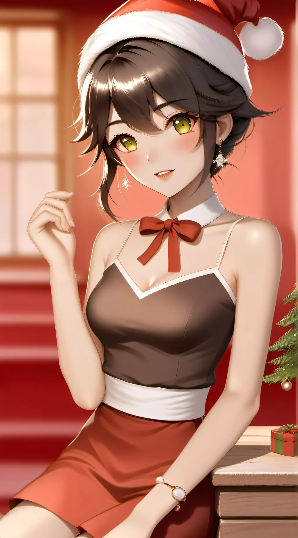 ai character: chirstmas girl background