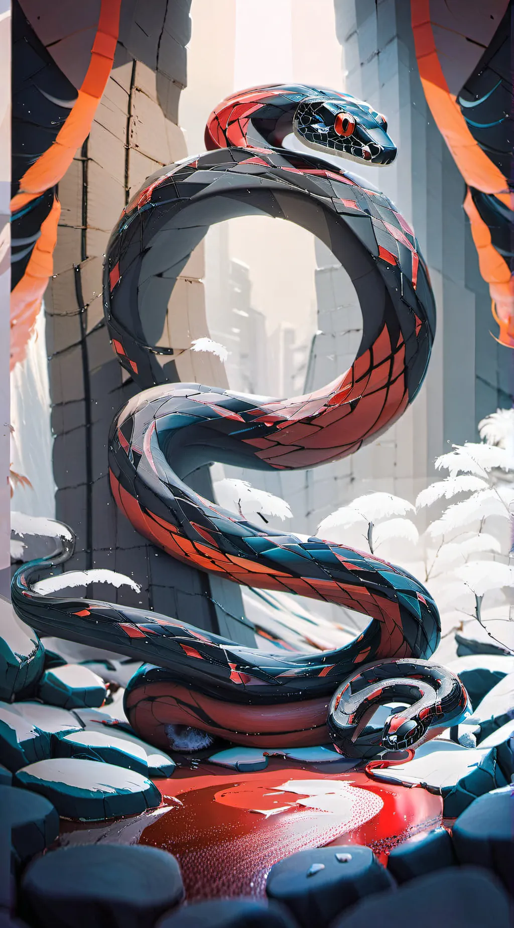 ai character: new years snake background