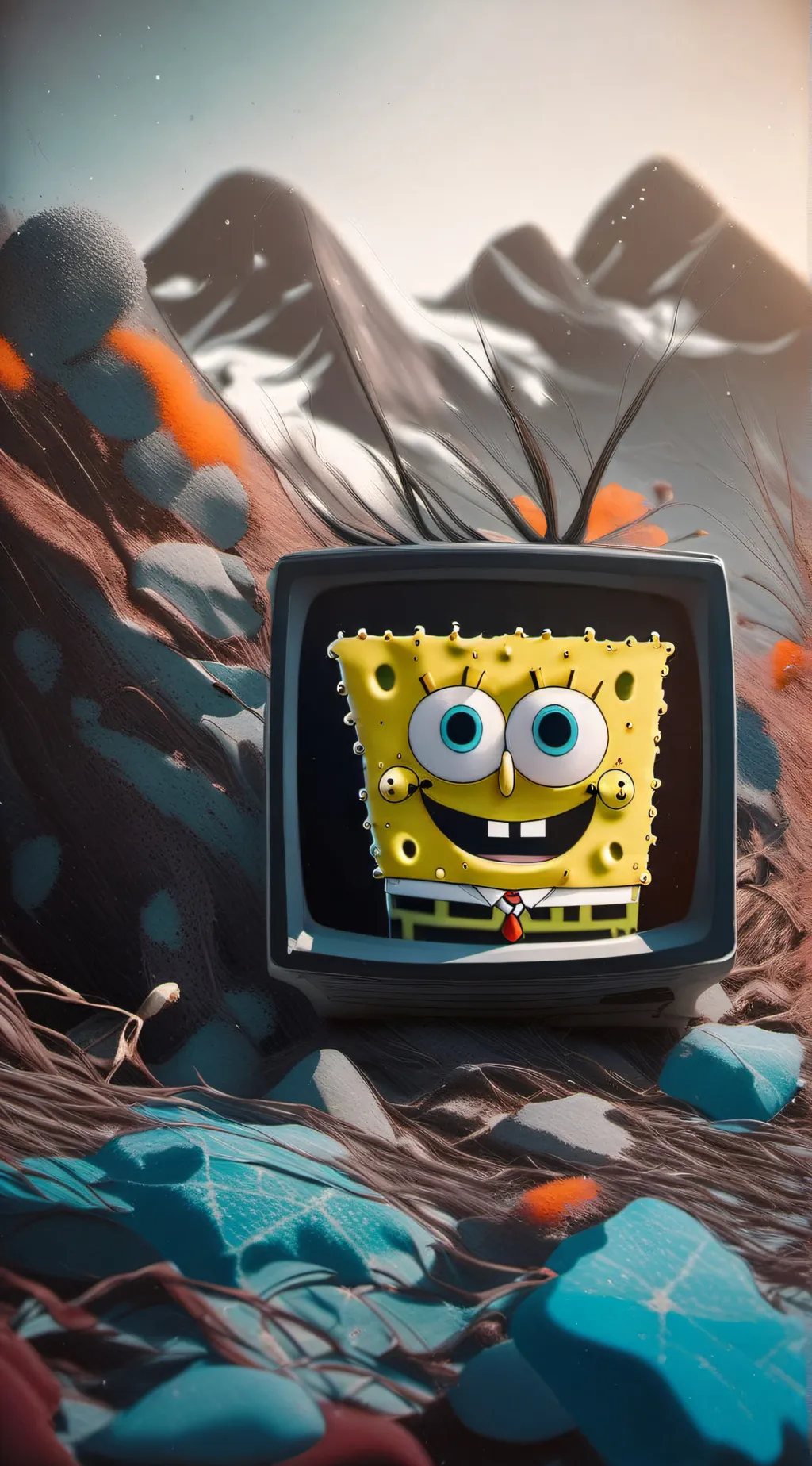 ai character: SpongeBob  background