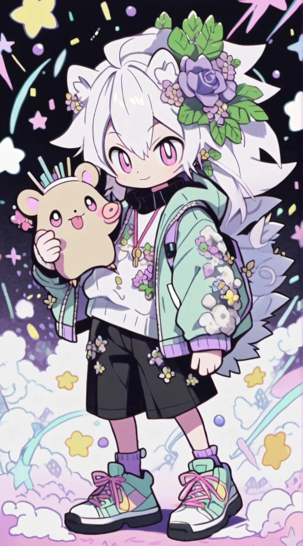 ai character: Silver background